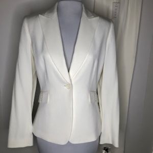 NWT Tahari Ribbed Textured 2pc Single Button Jacket Fully Lined Pantsuit Size 8